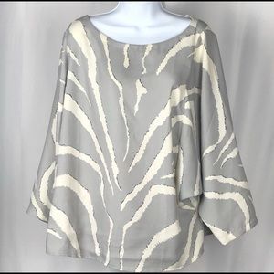 Loft animal print grey and white blouse